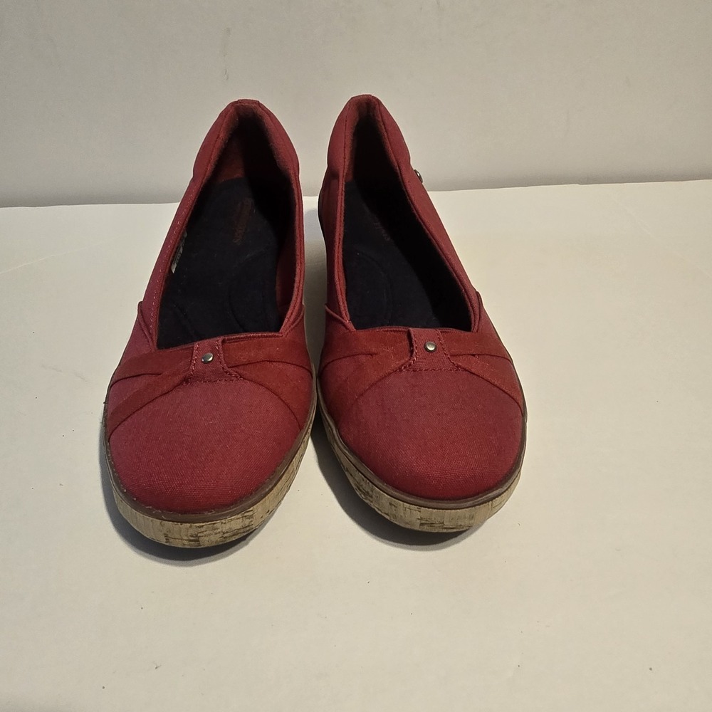 Grasshoppers by Keds EF62976 Red Canvas Cork Wrap Wedge Pumps Womens 7